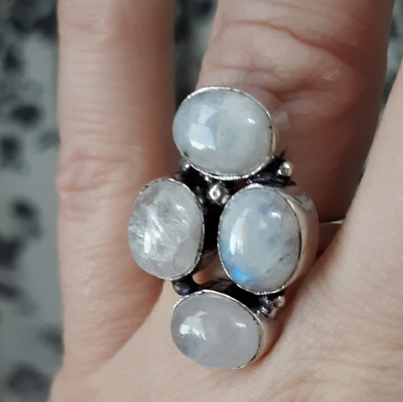 New Rainbow Moonstone 925 Silver Ring. - Picture 4 of 8
